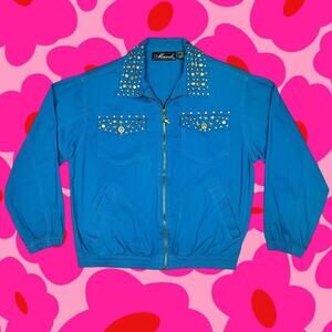 80s teal bedazzled jacket